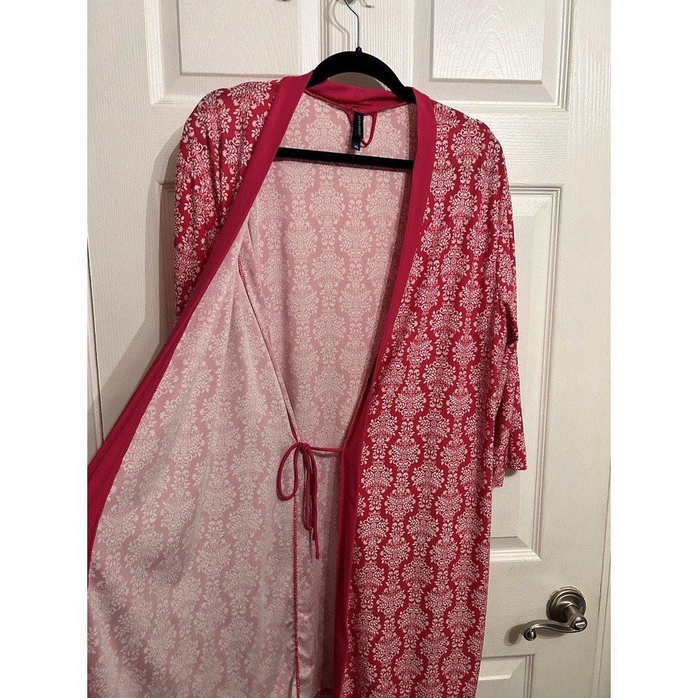 Laura Ashley XL Pink Floral Chinoiserie Robe Intimates Kimono Sleepwear Wrap - Picture 3 of 12